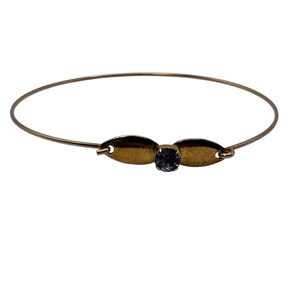 Blue Stone‎ Wire Bracelet Gold Tone December Birthstone Hook Closure